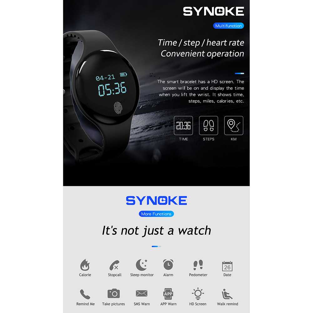 Synoke Đồng Hồ Thông Minh Đếm Bước Chân Kỹ Thuật Số Synoke Fitband-9200