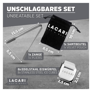 [Hà Hàng Đức] Đá inox LACARI (Hộp 8v + gắp)