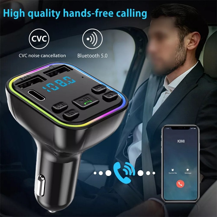 Tẩu Sạc Nghe Nhạc Trên Xe Hơi Bluetooth 5.0 Hỗ Trợ Mp3 / Dual Usb Qc 3.0+Pd Type C