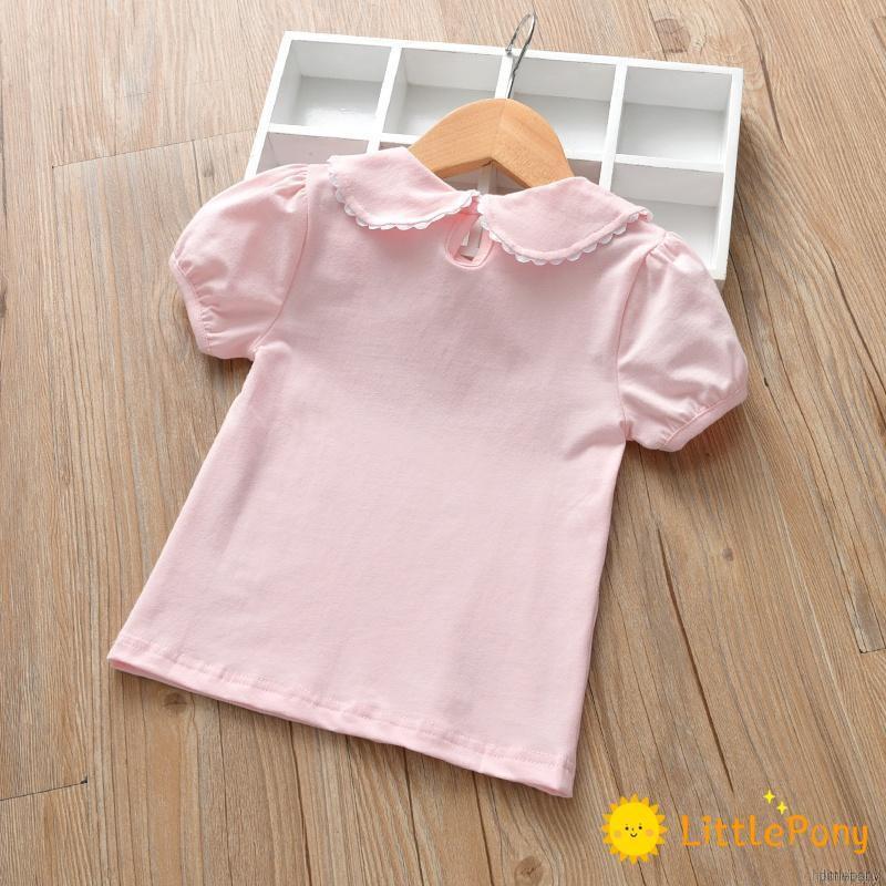 Summer Short Sleeve New Girl Baby Girl T-shirt Round Neck Half-sleeve Cotton Shirt