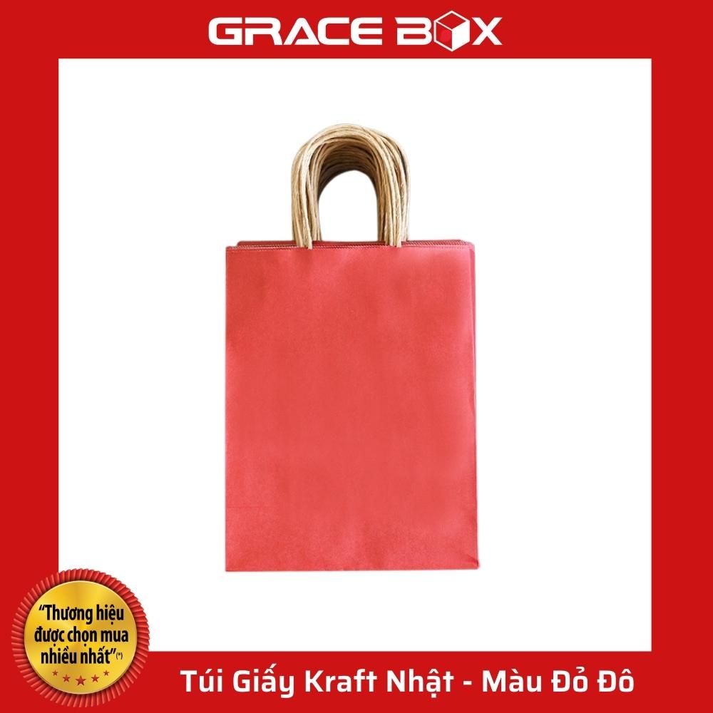 {Giá Sỉ} Túi Giấy Kraft Nhật Cao Cấp - Size 21 x 11 × 27 cm - Màu Đỏ Đô - Siêu Thị Bao Bì Grace Box