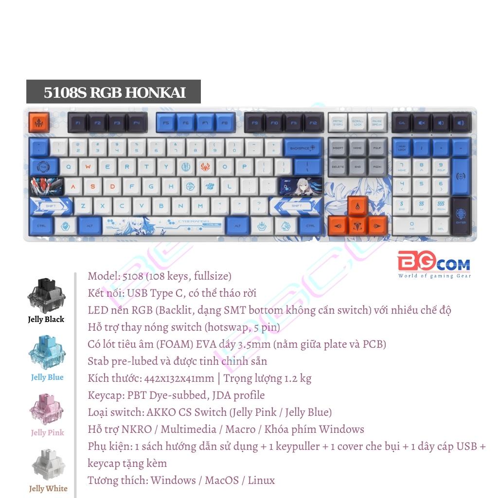 Bàn phím cơ AKKO 5108s RGB Black Pink| Sailor moon Crystal|Honkai Impact 3rd - Bronya Zaychik