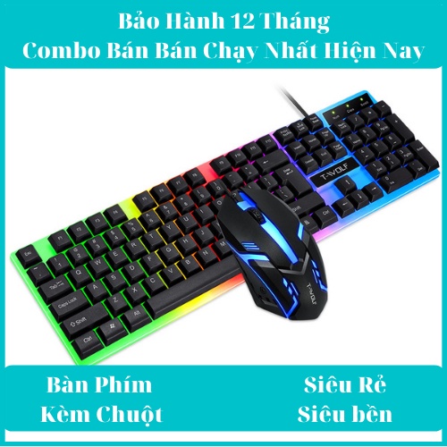 Bộ Bàn Phím Gaming có dây Kèm Chuột Máy Tính Con Báo Có LED 7 Màu Ấn Tượng, Chống Nước Chơi Game Máy Tính