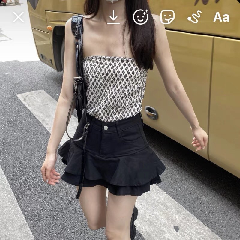 Quần giả váy khaki