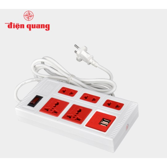  Ổ cắm điện đa năng, 2 cổng sạc USB, hàng cao cấp Điện Quang ĐQ ESK 5ECO 2A