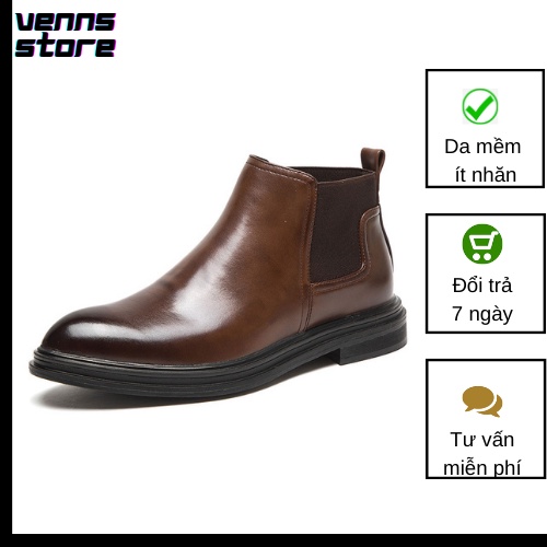Giày nam nữ Chelsea Boot cao cổ cao cấp VENSS store. Da bò thật trơn xịn không nhăn