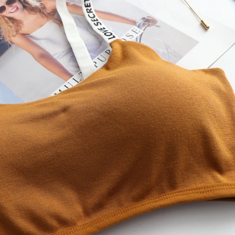 B &amp; M Áo Lót Dạng Ống Bằng cotton Ba Dây Quấn Ngực In Chữ Cái Cho Nữ Thanh Thiếu Niên