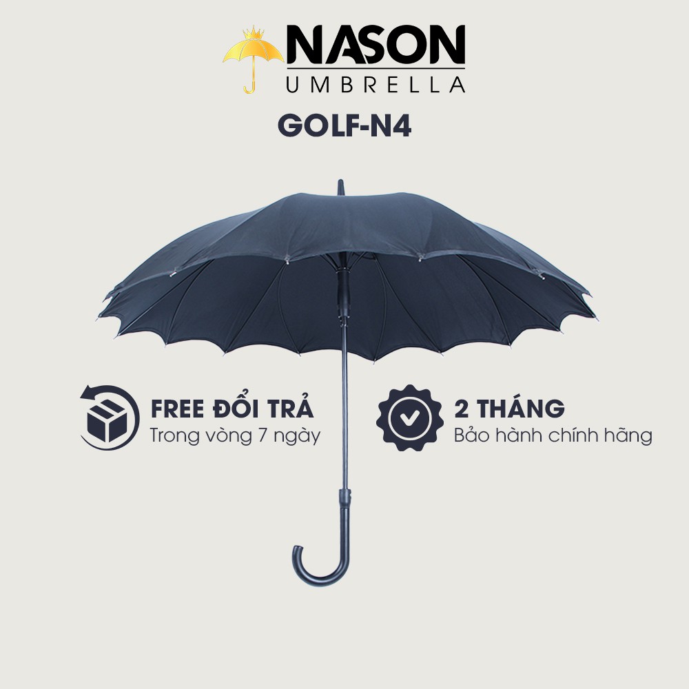 Dù thẳng cao cấp 8 nan đôi Nason Umbrella Golf-N4, tay cầm dạng móc câu, tán dù vải chống thấm nước