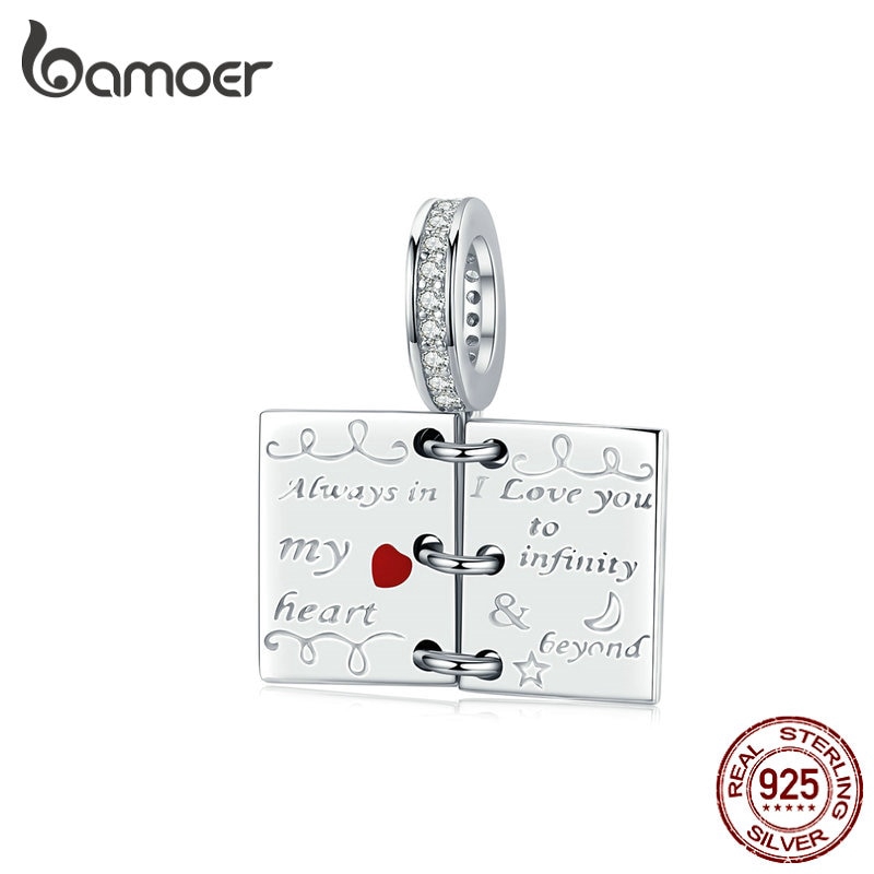 Hạt Charm Bamoer SCC1262 Bằng Bạc 925 Thật Hình Cuốn Sách Đang Mở Độc Đáo Dùng Để Tự Làm Trang Sức Vòng Tay Thời Trang