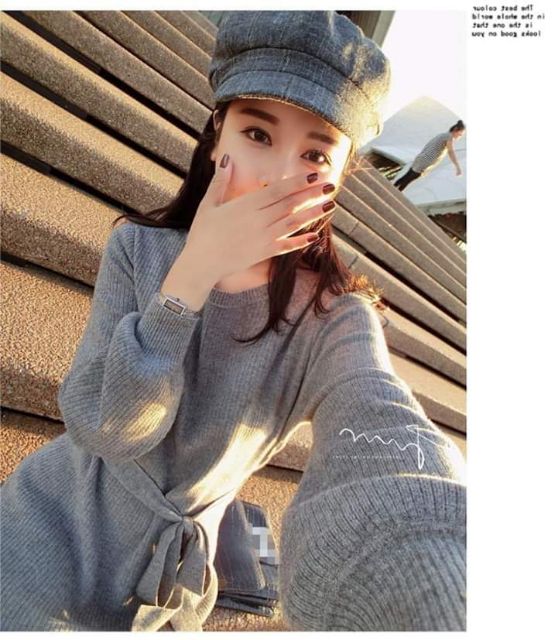 Váy len thắt đai eo