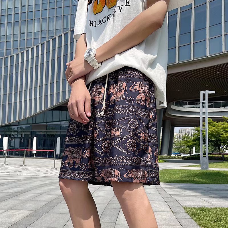 Quần ngắn ống rộng Lưng Cao Thoáng Khí In Họa Tiết Phong Cách Hàn Quốc Thời Trang Mùa Hè Chất Lượng Cao Cho Nam