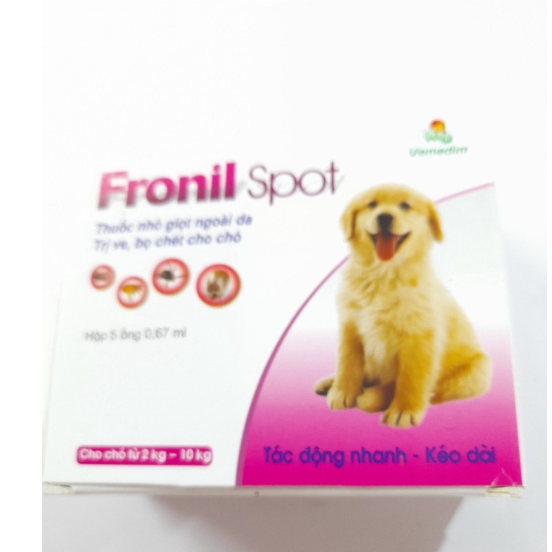 (Hộp 5ống) Nhỏ gáy trị ve rận cho chó mèo Fronil post 0,67ml