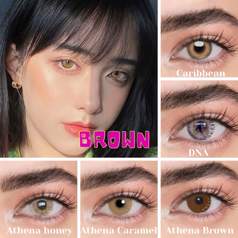 UYAAI  Set 2 kính áp tròng 0 độ màu nâu tự nhiên