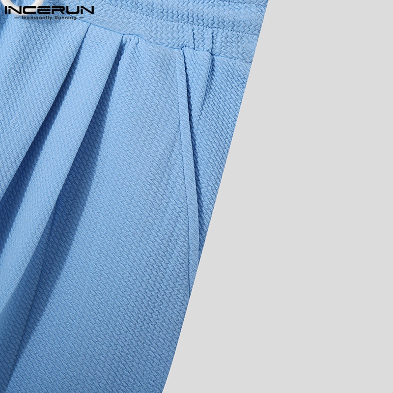Bộ đồ INCERUN gồm áo ngắn tay với quần ngắn thể thao thời trang cho nam