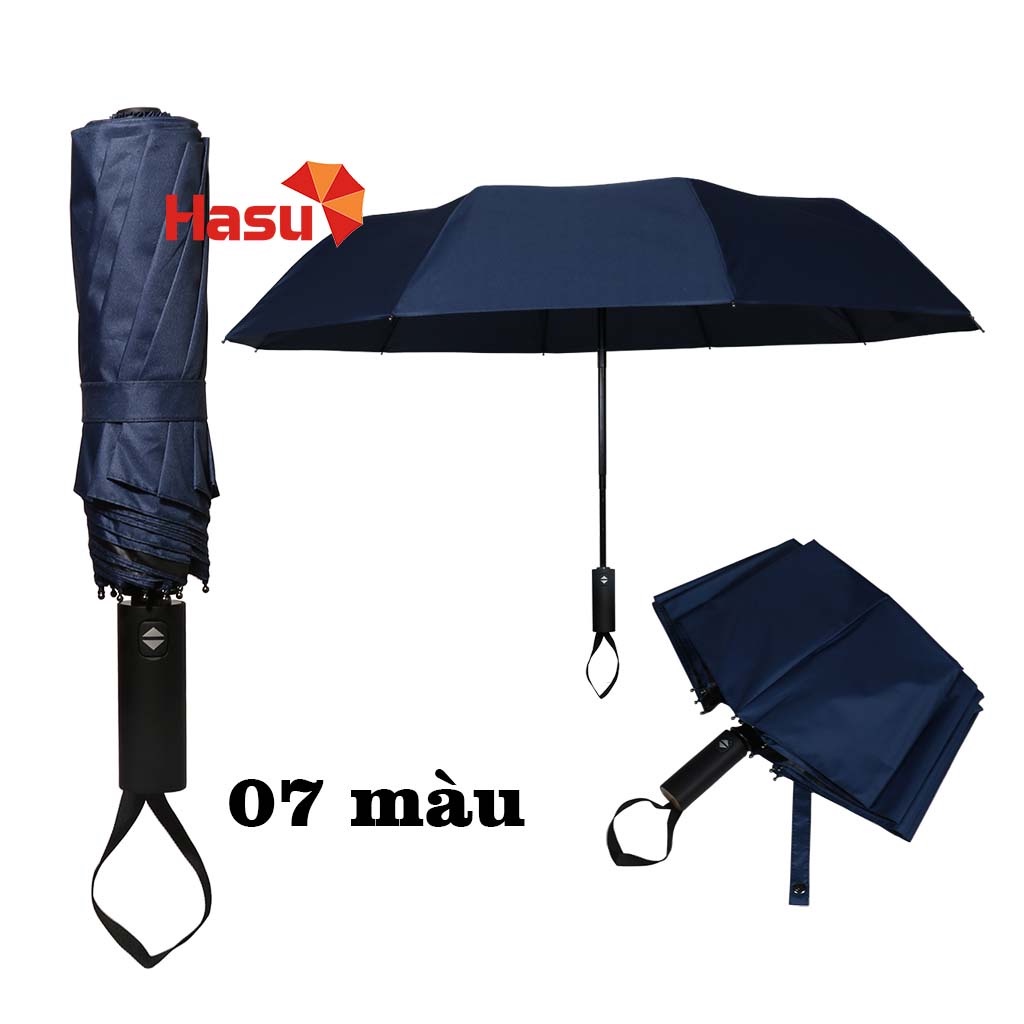 Ô dù che mưa nắng cầm tay gập 3 tự động đóng mở bằng nút bấm Hasu
