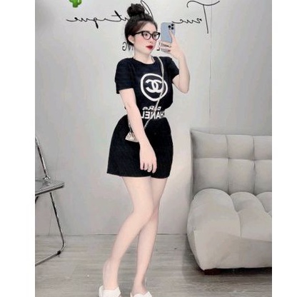 Sét bộ thun tay ngắn in CH-N siêu xinh(B.C)