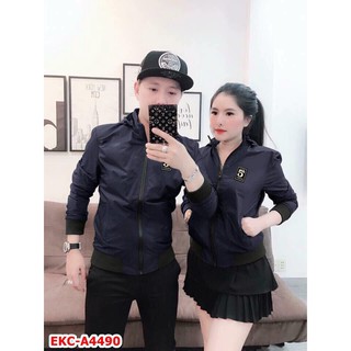 áo khoác dù cặp, áo dù tím than logo 5K cao cấp
