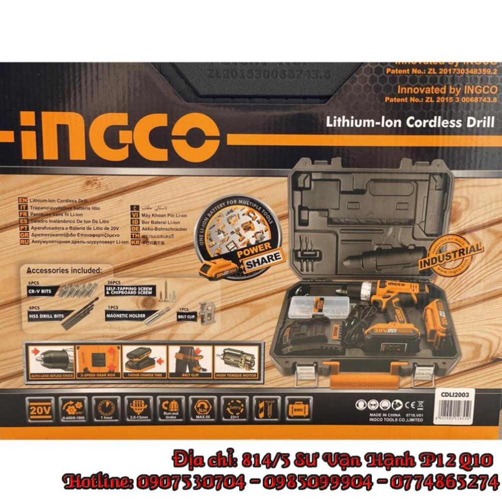 Máy khoan vặn siết vít dùng pin sạc 20V INGCO CDLI2003