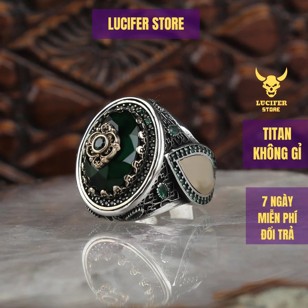 Nhẫn Nam Bạc Đính Đá XATU Đẹp Cá Tính Unisex HipHop Basic Ngầu Trơn Nam Lucifer Store Nhẫn Titan XATU Ring