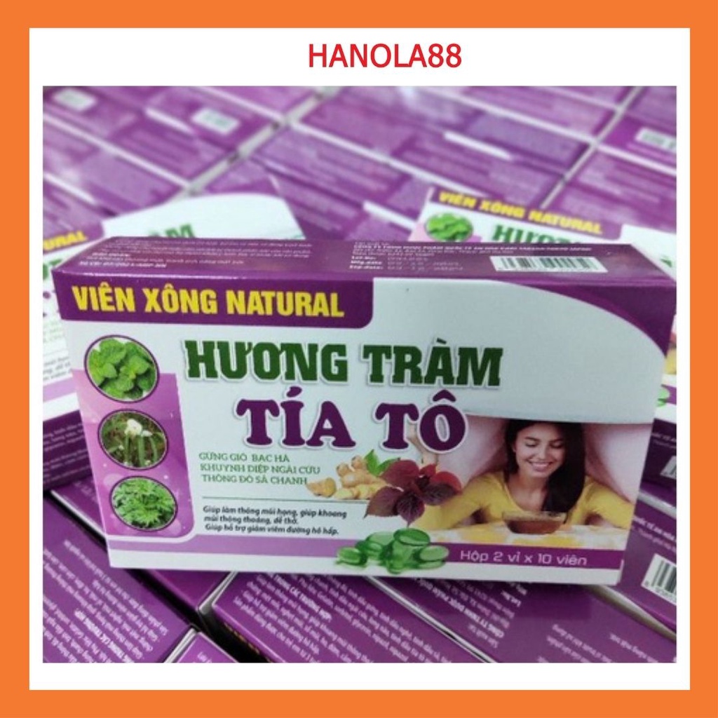 Viên xông hương tràm gừng gió, tía tô, bạc hà, khuynh diệp tốt cho sức khỏe, hộp 20 viên