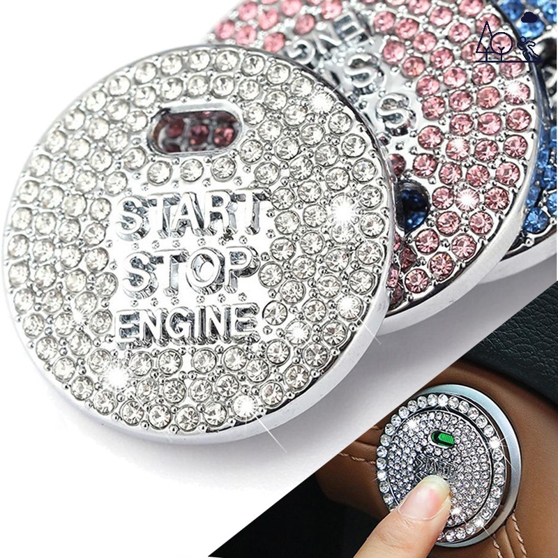 Ốp Trang Trí Nút Khởi Động Xe Hơi Hình Vòng Kim Cương One Key Start Stop