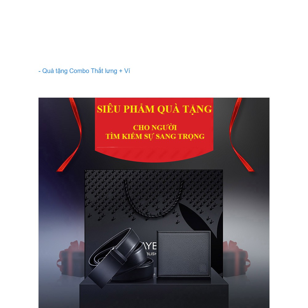Combo bộ quà tặng thắt lưng mặt đen + ví da nam túi hộp