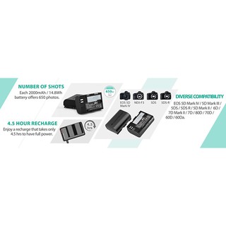 Bộ 2 Pin Và Sạc Đôi Ravpower E-6 cho Canon