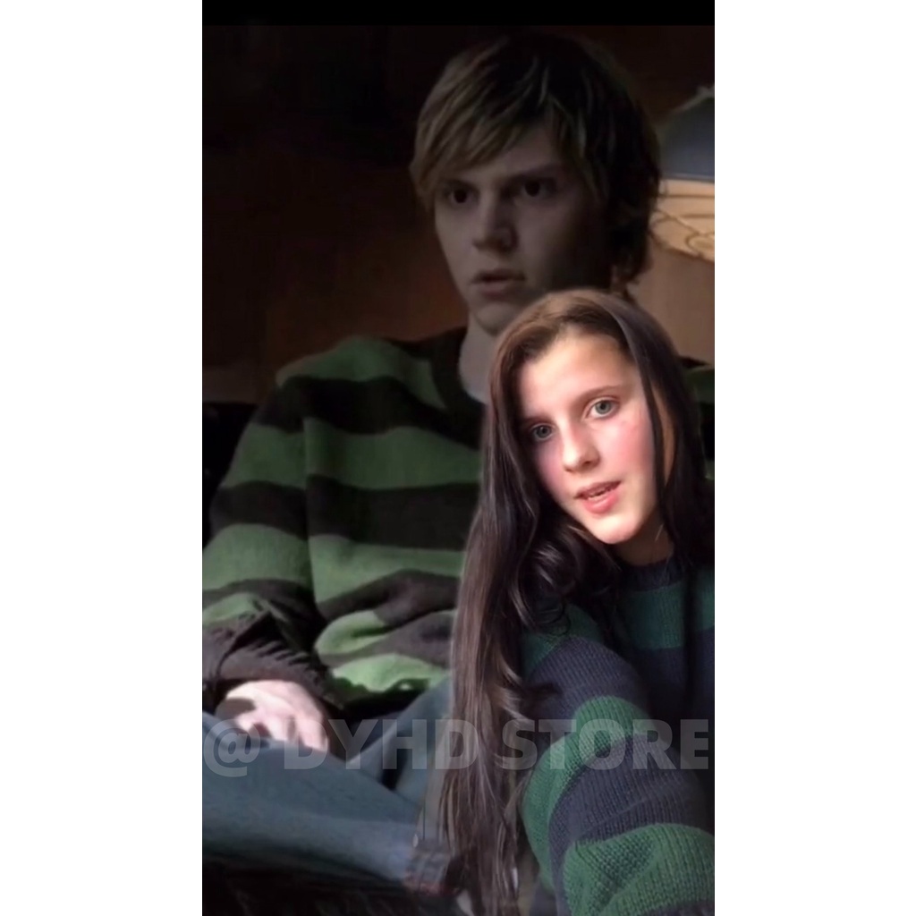 Áo sweater cotton Dệt Kim Chui Đầu Kẻ Sọc Màu Xanh Lá Mùa Thu Phong Cách harajuku Cổ Điển Cho Nam Và Nữ Năm 2021