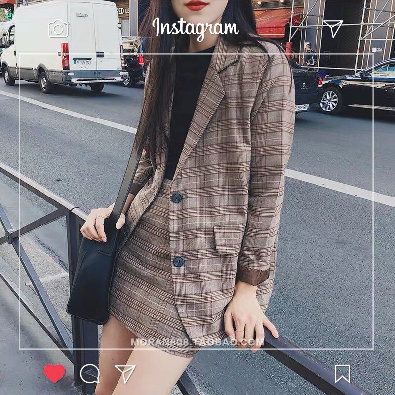 Set vest nữ kèm chân váy chữ a công sở kẻ caro đi làm đi chơi B02 - Peyy Clothing | BigBuy360 - bigbuy360.vn