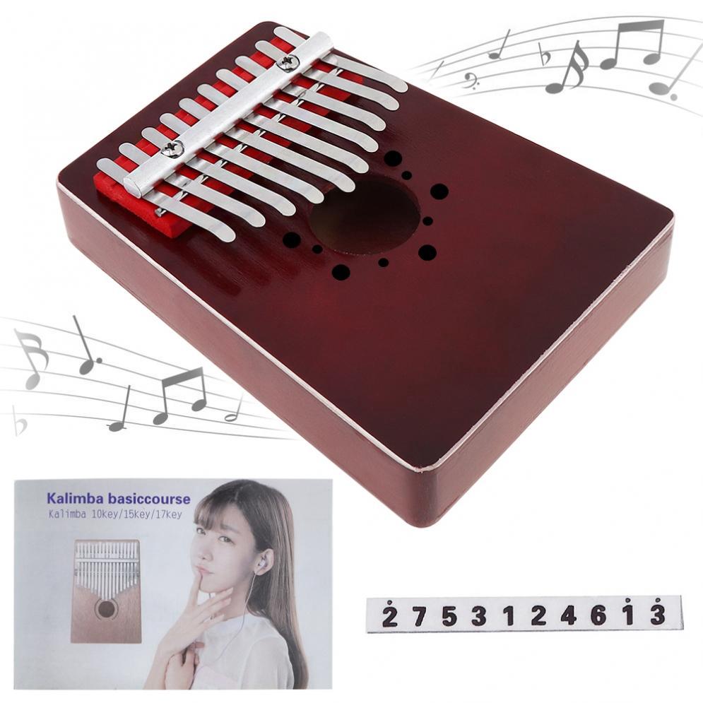 10 Key Kalimba Pine Thumb Piano with Tone Sticker