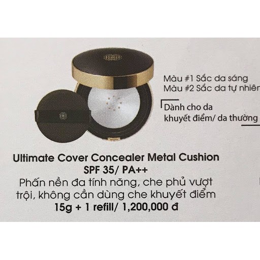 Phấn nền đa năng che khuyết điểm hoàn hảo Ohui Ultimate Cover Concealer Metal Cushion tặng kèm 1 lõi thay thế