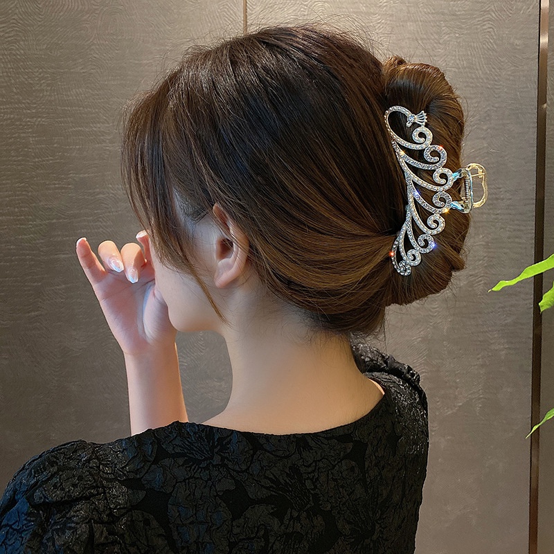 Kẹp Tóc Hợp Kim Hình Cá Mập / Gấu / Chim Công Đính Đá Thời Trang Hàn Quốc Cho Nữ