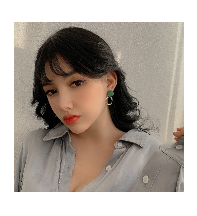 Bông tai tròn xi mạ bạc kiểu dáng đơn giản phong cách Hàn Quốc cho nữ