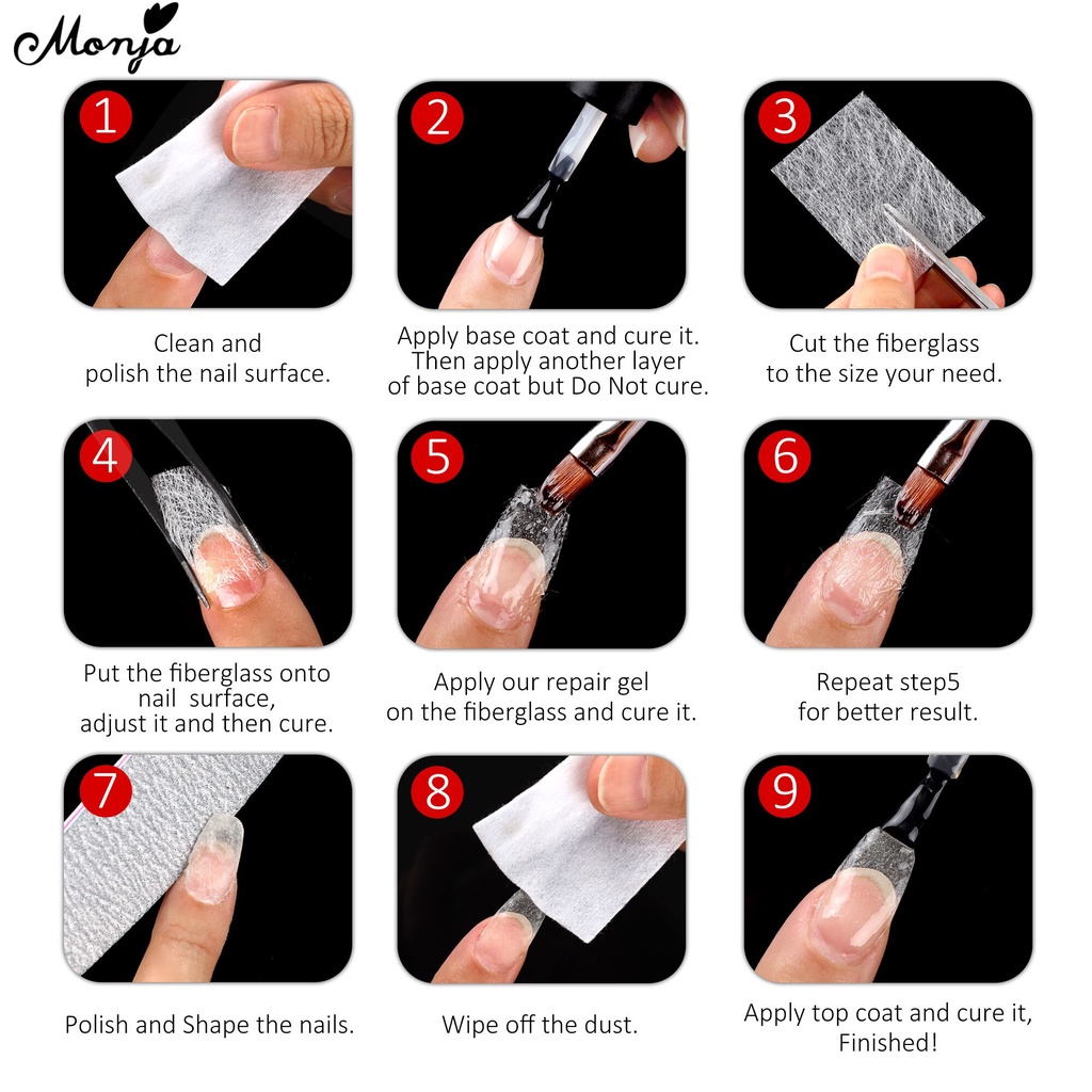 MONJA [Hàng mới về] Gel đắp móng + sợi thủy tinh không dệt nối dài móng 20ml