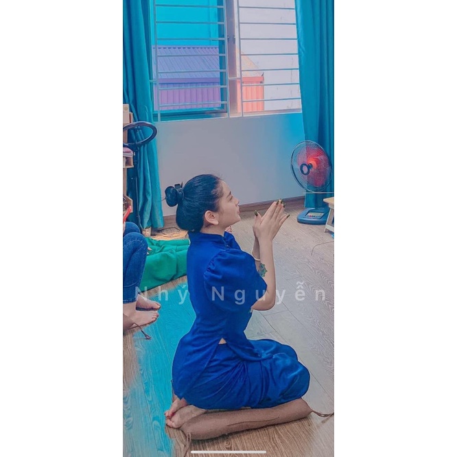 Mẫu Phật Tử Thêu Hạc Chất Vải Cát Nhung ( KÈM CLIP CHẤT VẢI )