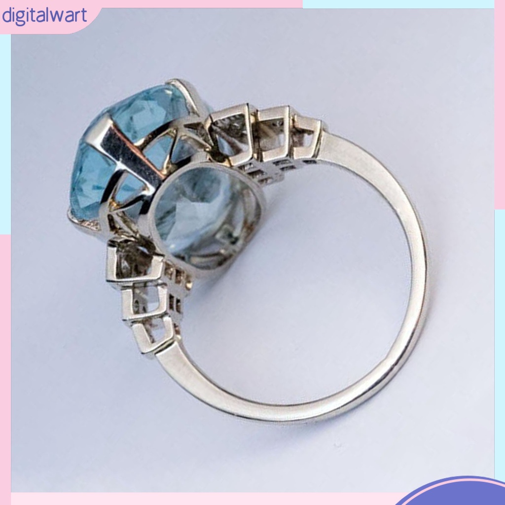 Nhẫn hợp kim mặt đá hình oval trong suốt nhẹ nhàng