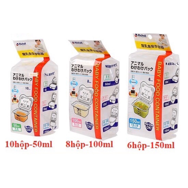 Bộ trữ chia thức ăn Richell 50ml/100ml/150ml