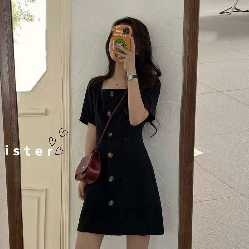 Đầm Tay Ngắn Cổ Vuông Thời Trang Thanh Lịch Hàn Quốc 2020 | BigBuy360 - bigbuy360.vn