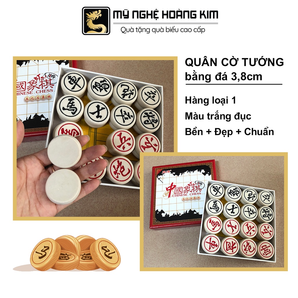 Quân cờ tướng đá công nghiệp 3,8cm Mỹ Nghệ Hoàng Kim, quân cờ tướng đẹp