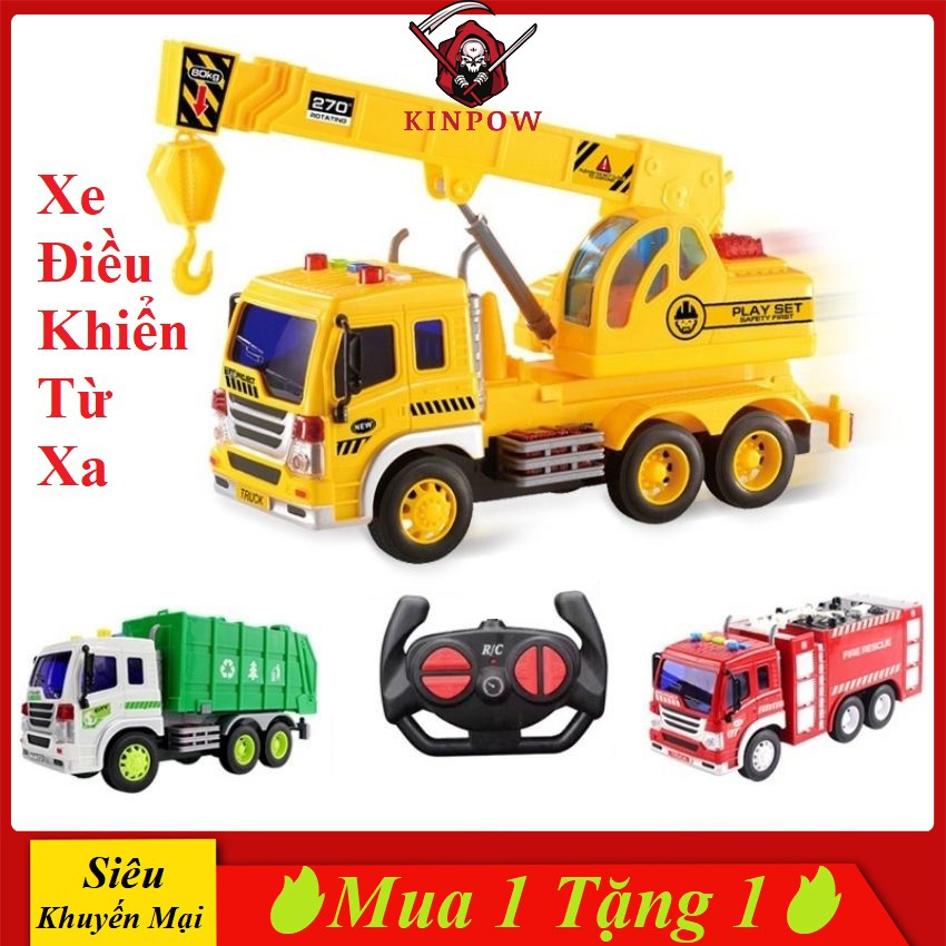 Đồ Chơi Xe Điều Khiển Từ Xa KINPOW Gồm Xe Rác, Xe Cứu Hỏa, Xe Công Trình Cho Bé Lựa Chọn