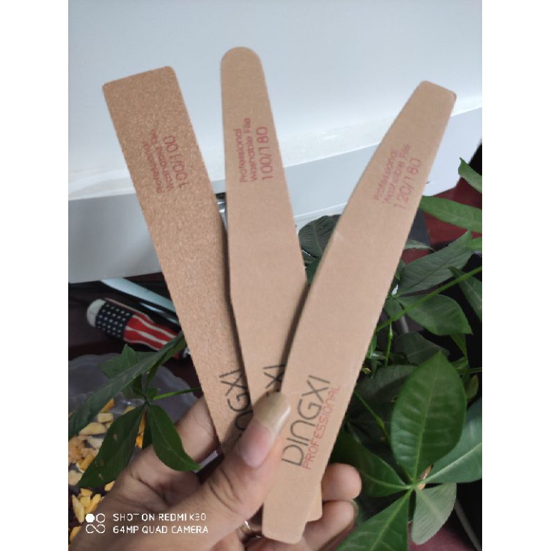 Dũa mỹ DINGXI dũa móng tay siêu bền da bò nâu vàng độ nhám 100/180