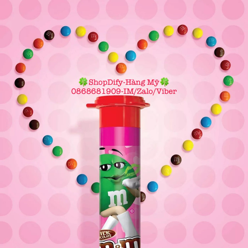 💖🍫 Tuýp Ống / Hộp Kẹo Socola Valentine M&M Milk Chocolate Minis Candy 🍫💖