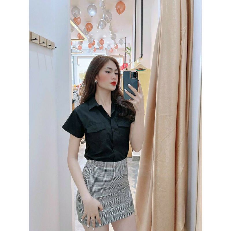 SƠ MI NỮ QUỐC DÂN 2 TÚI TAY NGẮN - FREESIZE <58KG | BigBuy360 - bigbuy360.vn