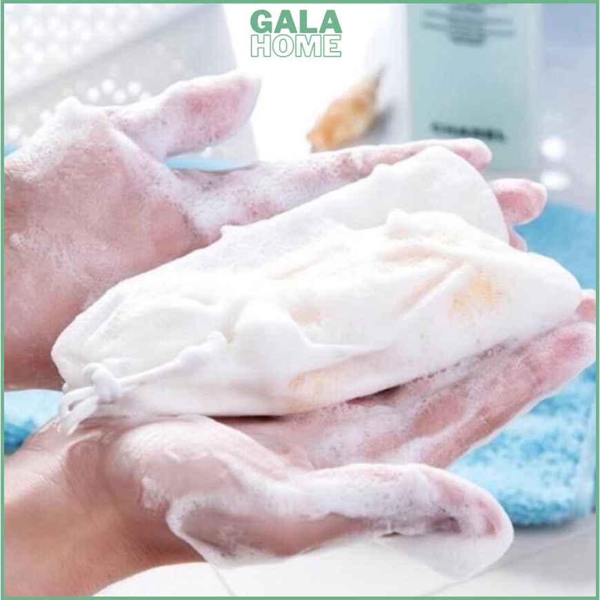 Túi Lưới Đựng Xà Phòng Tạo Bọt Tiện Lợi, Túi Tạo Bọt Có Dây Rút Kích Thước GALA HOME