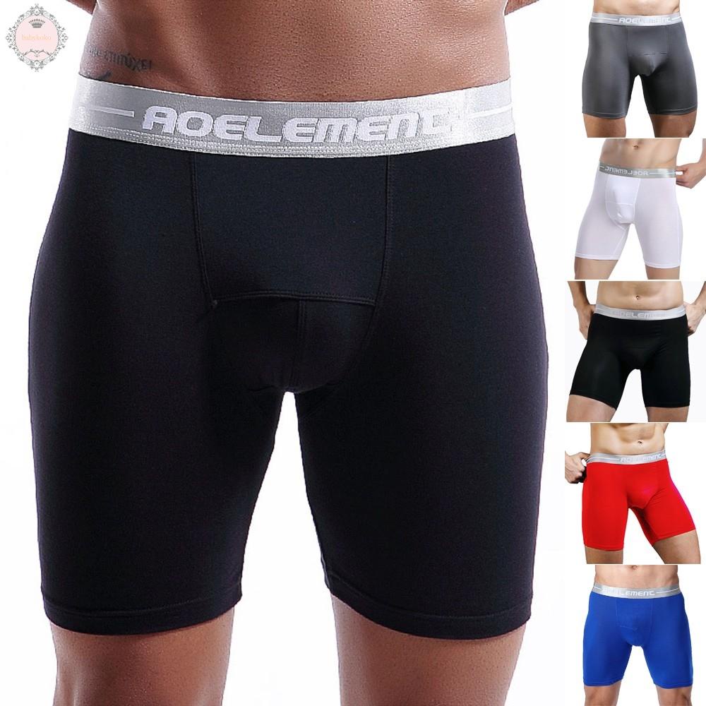 Mens-Modal,Underwear Long-Leg Boxer Trunks Sports Breathable Bulge Pouch Briefs