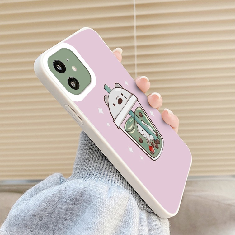 Ốp điện thoại iphone in họa tiết gấu và ly trà sữa đáng yêu cho iPhone X Xs Max Xr 13 12 11 Pro Max 6 6s 7 plus 8 Plus