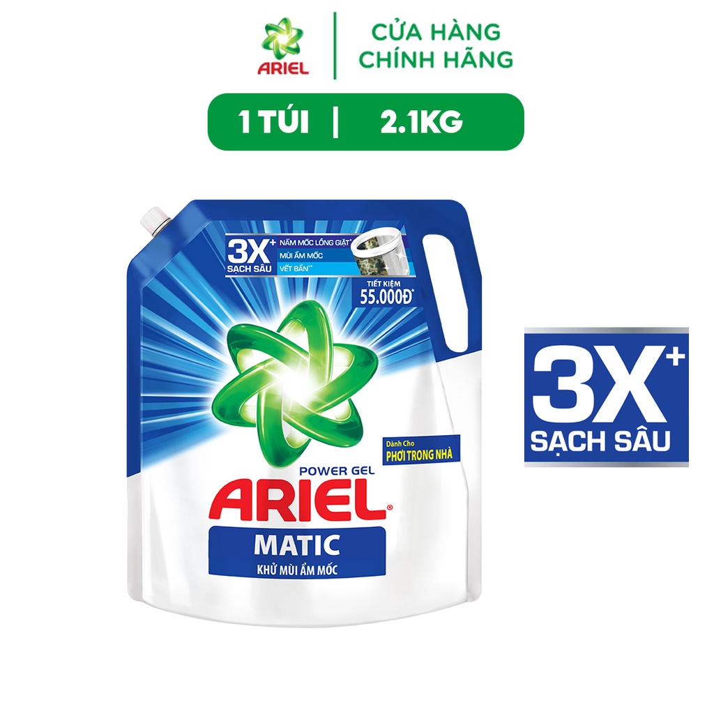 Nước Giặt Ariel Khử Mùi Ẩm Mốc Túi 2.15kg