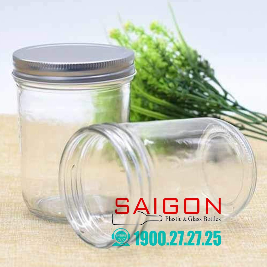 Hũ Thủy Tinh Đái nhỏ 400ml nắp nhôm đựng gia vị