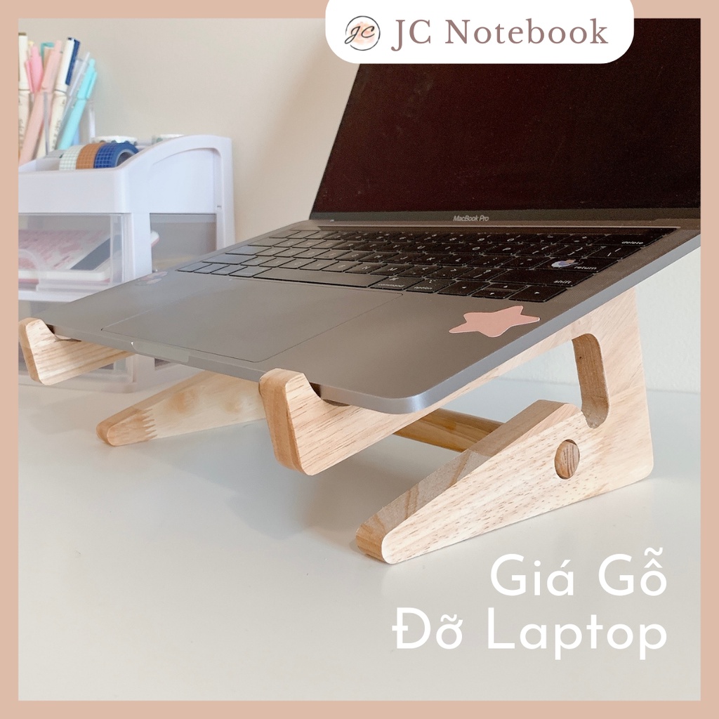 Giá Gỗ Đỡ Laptop Chống Gù Tản Nhiệt - Kệ Đỡ Máy Tính Gỗ