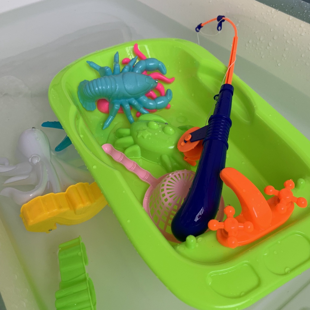 [Có Thau Đựng] Bộ Đồ Chơi Câu Cá Cho Bé Khám Phá Sinh Vật Biển, Đồ Chơi Giải Trí , Giảm Stress